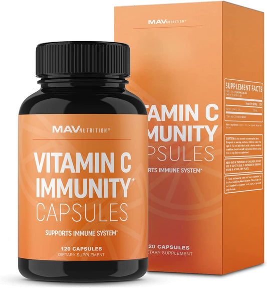 Vitamin C Capsules | for Immune Support | Non-GMO, Gluten Free Vegan & Vegetarian Friendly MAV Nutrition