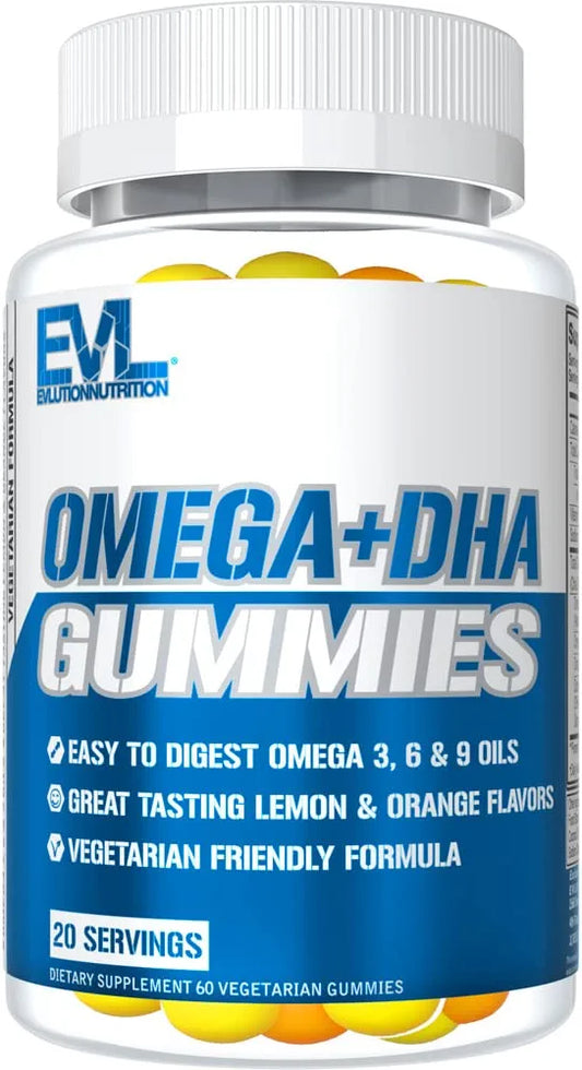 Vegetarian Omega 3 Gummies for Adults with DHA - Fish Free Omega Gummies Vitamins for Adults with Omega 3 6 9 for Immunity Joint and Heart Health Nutrition Plant Based Omega 3 6 9 Gummies EVLUTION NUTRITION