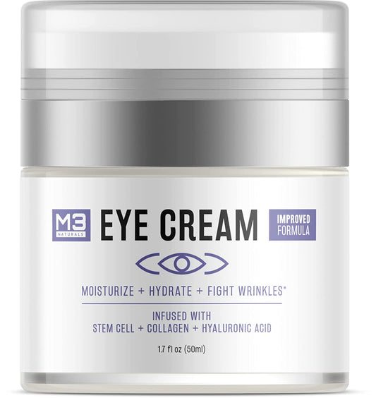 M3 Naturals Anti-Aging Eye Cream for Dark Circles and Puffiness with Collagen, Hyaluronic Acid & Fruit Stem Cell M3 Naturals