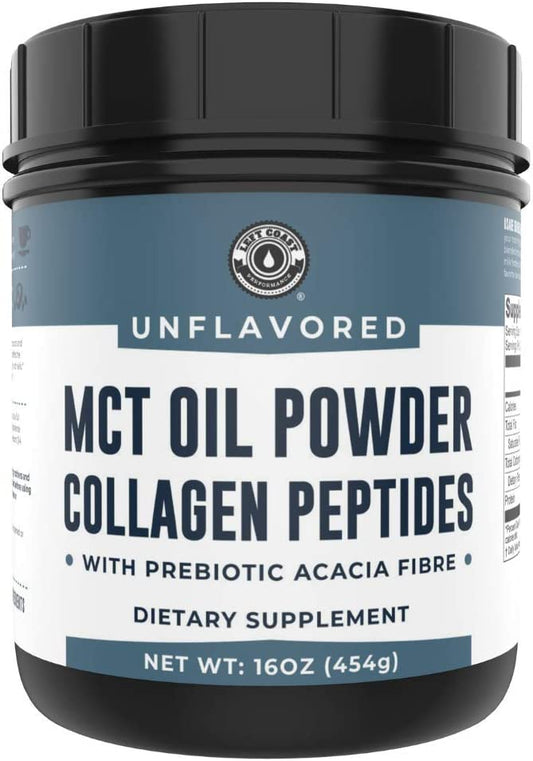 Left Coast Performance MCT Oil Powder + Keto Collagen Peptides + Acacia Fibre 16oz (Unflavored) Left Coast Performance