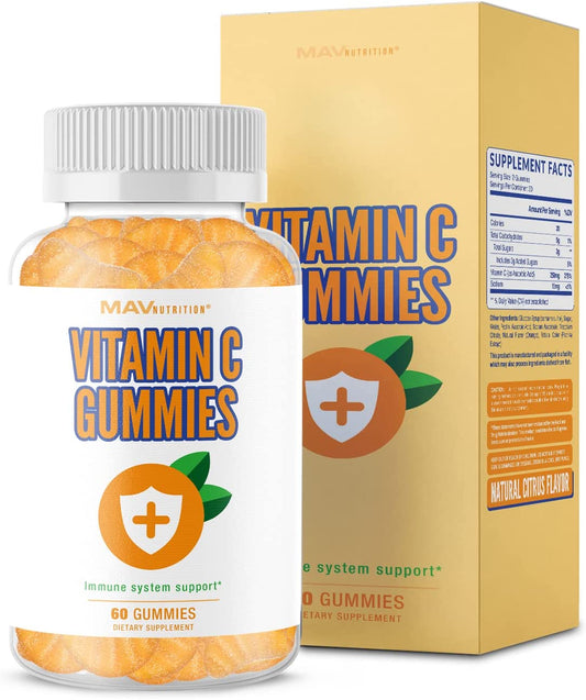 MAV NUTRITION Vitamin C Gummies for Adults | Natural Immune Defense with Antioxidants | Gluten Free, Non-GMO, Vegan & Vegetarian Friendly MAV Nutrition