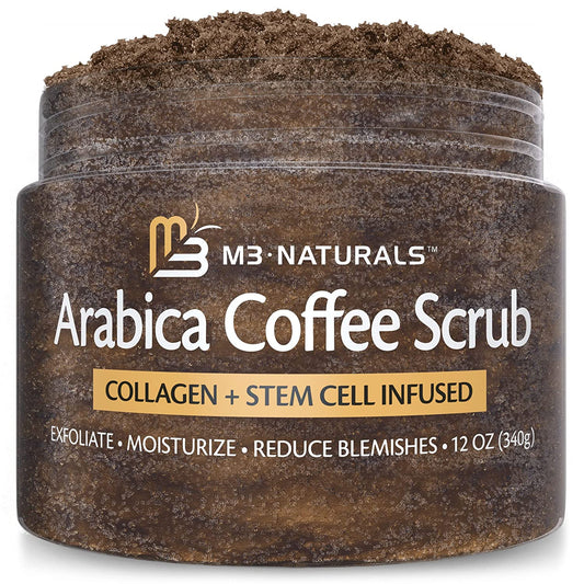 M3 Naturals Arabica Coffee Body Scrub with Collagen & Stem Cell - Exfoliating Body Scrubber & Face Cleanser M3 Naturals