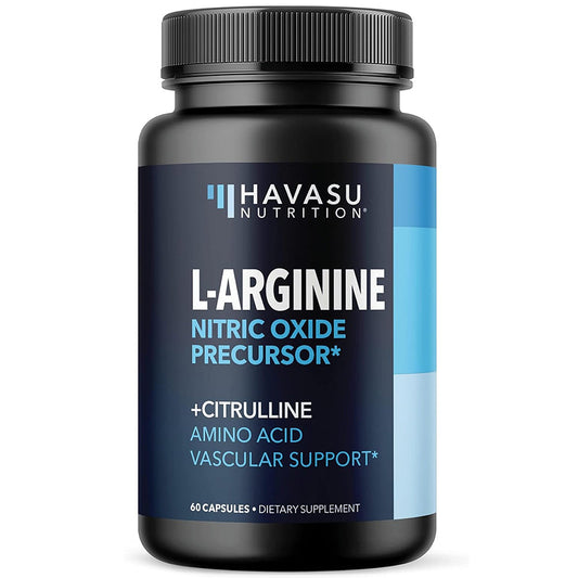 L -Arginine Capsules | Nitric Oxide Precursor for Male Health, 60 Count Havasu Nutrition
