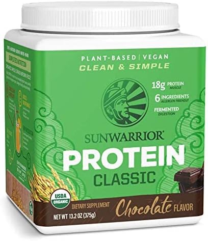 Vegan Organic Protein Powder Plant-based | Brown Rice Kosher Soy Free Sugar Free Gluten Free NON-GMO Dairy Free | Chocolate 15 Servings | Classic Protein by Sunwarrior Sunwarrior