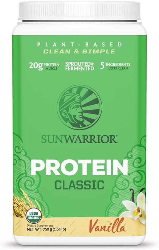 Vegan Organic Protein Powder Plant-based | Brown Rice Kosher Soy Free Sugar Free Gluten Free NON-GMO Dairy Free | Vanilla 30 Servings | Classic Protein by Sunwarrior Sunwarrior