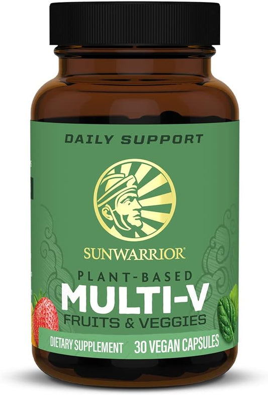 Sunwarrior Multivitamin for Men & Women from Fruit Vegetables & Whole Foods Multivitamins Vitamin D Vitamin C Vitamin E Vitamin B Complex Vegan Plant Based Gluten Free Raw | Multi V 30 Capsules Sunwarrior