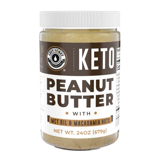 Keto Peanut Butter with Macadamia Nuts and MCT Oil Smooth, 24oz - Keto Nut Butter Spread, Fat bomb, Low carb keto snack Left Coast Performance