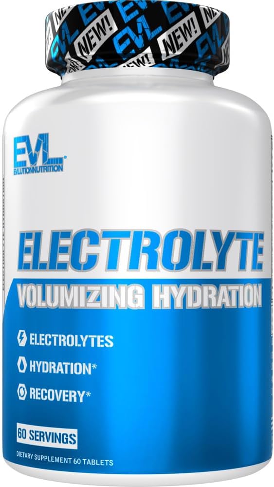 Volumizing Electrolyte Hydration Tablets - Rapid Rehydration Supplement - Recharge and Recover - Contains 8 Key Electrolytes - Vegan, Gluten-Free, and Keto Friendly - 60 Servings EVLUTION NUTRITION