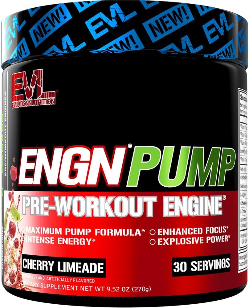 Evlution Nutrition ENGN Pump - Intense Pre-Workout with Creatine - Maximum Pump Formula - Pre-Workout Powder for Lasting Energy & Power - with Nitric Oxide & Caffeine - 30 Servings - Cherry Limeade EVLUTION NUTRITION