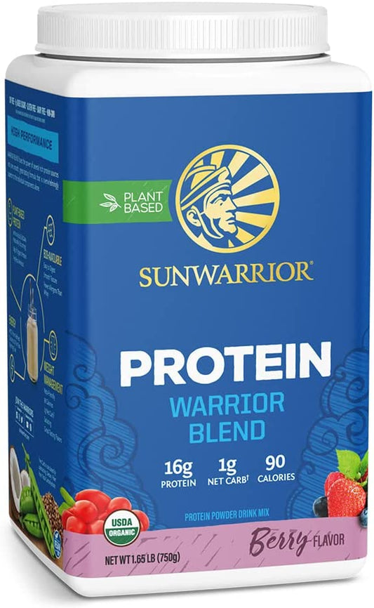 Sunwarrior Vegan Protein Powder with BCAA | Organic Hemp Seed Protein Gluten Free Non-GMO Dairy Free Soy Sugar Free Low Carb Plant Based Protein Powder | Berry 30 SRV 750 G | Warrior Blend Sunwarrior