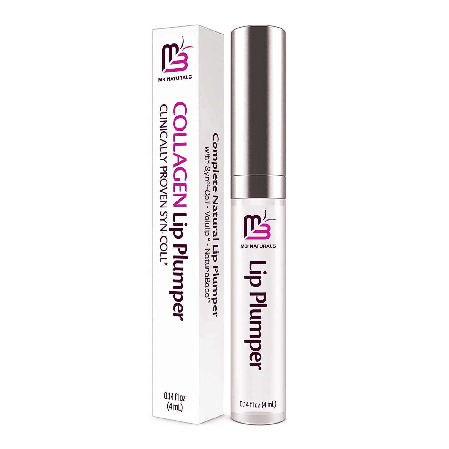 Collagen Lip Plumper Clinically Proven Natural Lip Enhancer for Fuller Softer Lips Increased Elasticity Reduce Fine Lines Hydrating Plump Gloss Lipstick Primer M3 Naturals