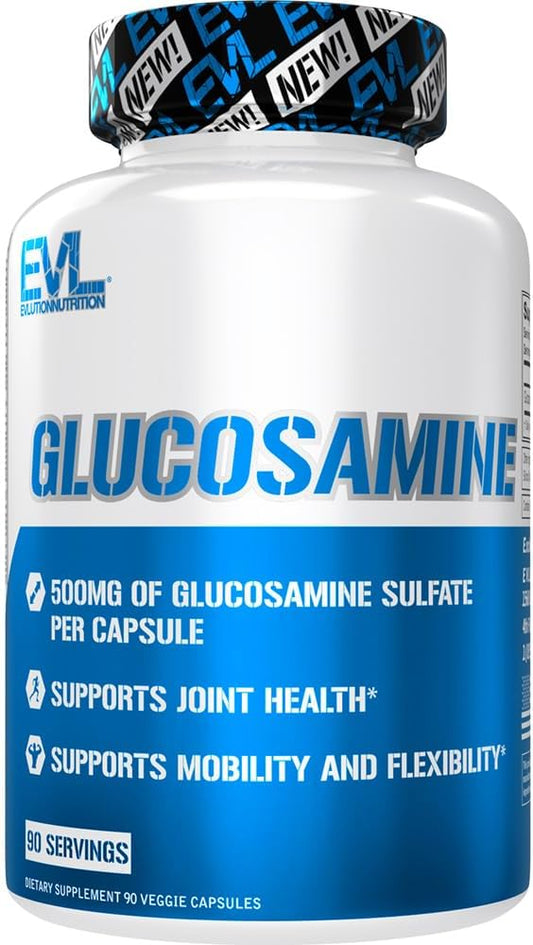 Evlution Nutrition Glucosamine - 500mg Glucosamine Sulfate - Joint Health Supplement - Mobility & Flexibility Support - 90 Servings EVLUTION NUTRITION