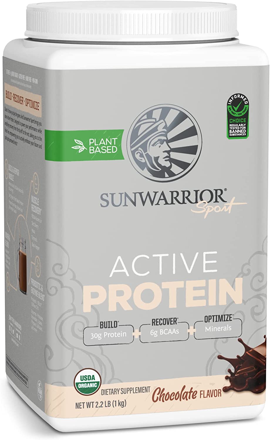 Sunwarrior Vegan Protein Powder with BCAAs | Pre and Post Workout Active Protein | Chocolate Sunwarrior