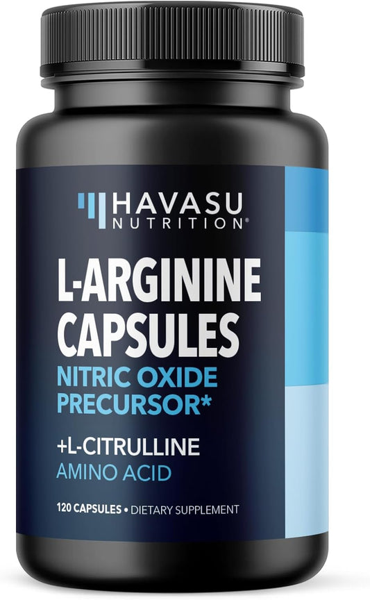 L Arginine L Citrulline Nutritional Supplements NO Nitric Oxide Booster | Stamina Endurance Performance for Workouts | 2 Months Supply of L Arginine 500mg Nitric Oxide Pills for Men | 120 Capsules Havasu Nutrition