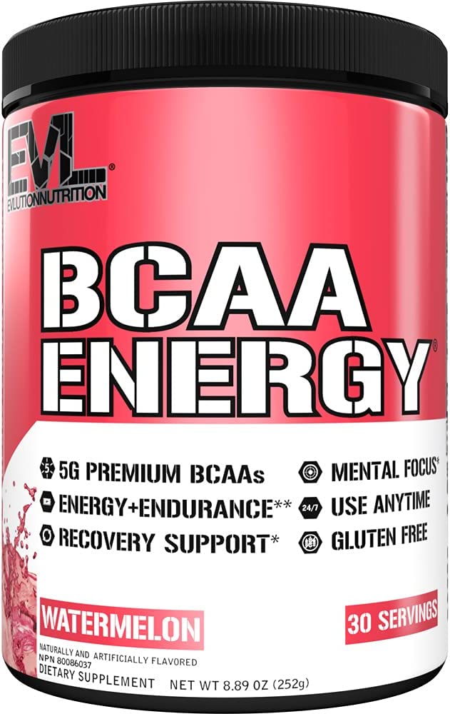 EVL BCAAs Amino Acids Powder - Rehydrating BCAA Powder Post Workout Recovery Drink with Natural Caffeine - BCAA Energy Pre Workout Powder for Muscle Recovery Lean Growth and Endurance - Watermelon EVLUTION NUTRITION