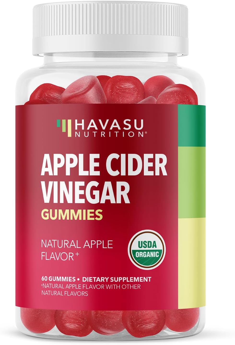 Organic Apple Cider Vinegar Gummies | ACV Gummies to Support Digestive Health and Gut Flora for Digestion | Natural Apple Flavor | 60 Organic, Vegan, and Non-GMO Apple Cider Vinegar Gummies Havasu Nutrition