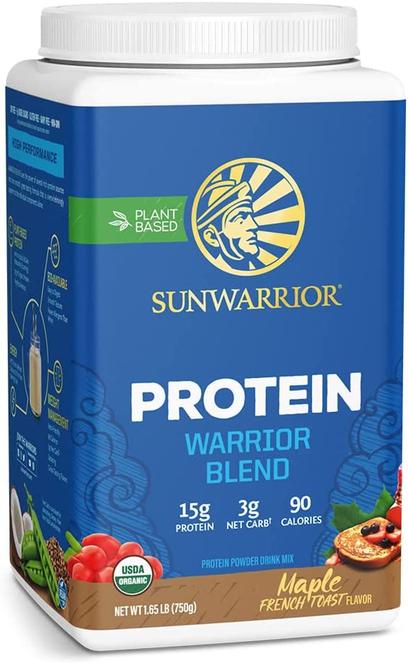 Vegan Protein Powder with BCAA | Organic Hemp Seed Protein Gluten Free Non-GMO Dairy Free Soy Sugar Free Low Carb Plant Based Protein Powder |Maple Toast 30 SRV 750 G | Warrior Blend Sunwarrior