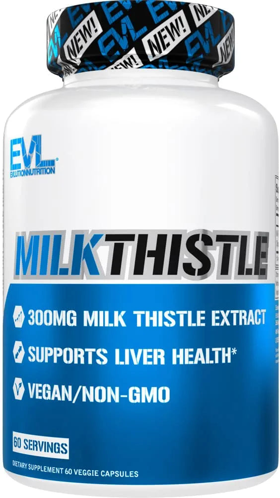 EVL Silymarin Milk Thistle Capsules - Pure Milk Thistle Supplement for Optimal Liver Cleanse Detox & Repair - Herbal Liver Support Supplement with Milk Thistle Extract - 60 Non-GMO Veggie Capsules EVLUTION NUTRITION