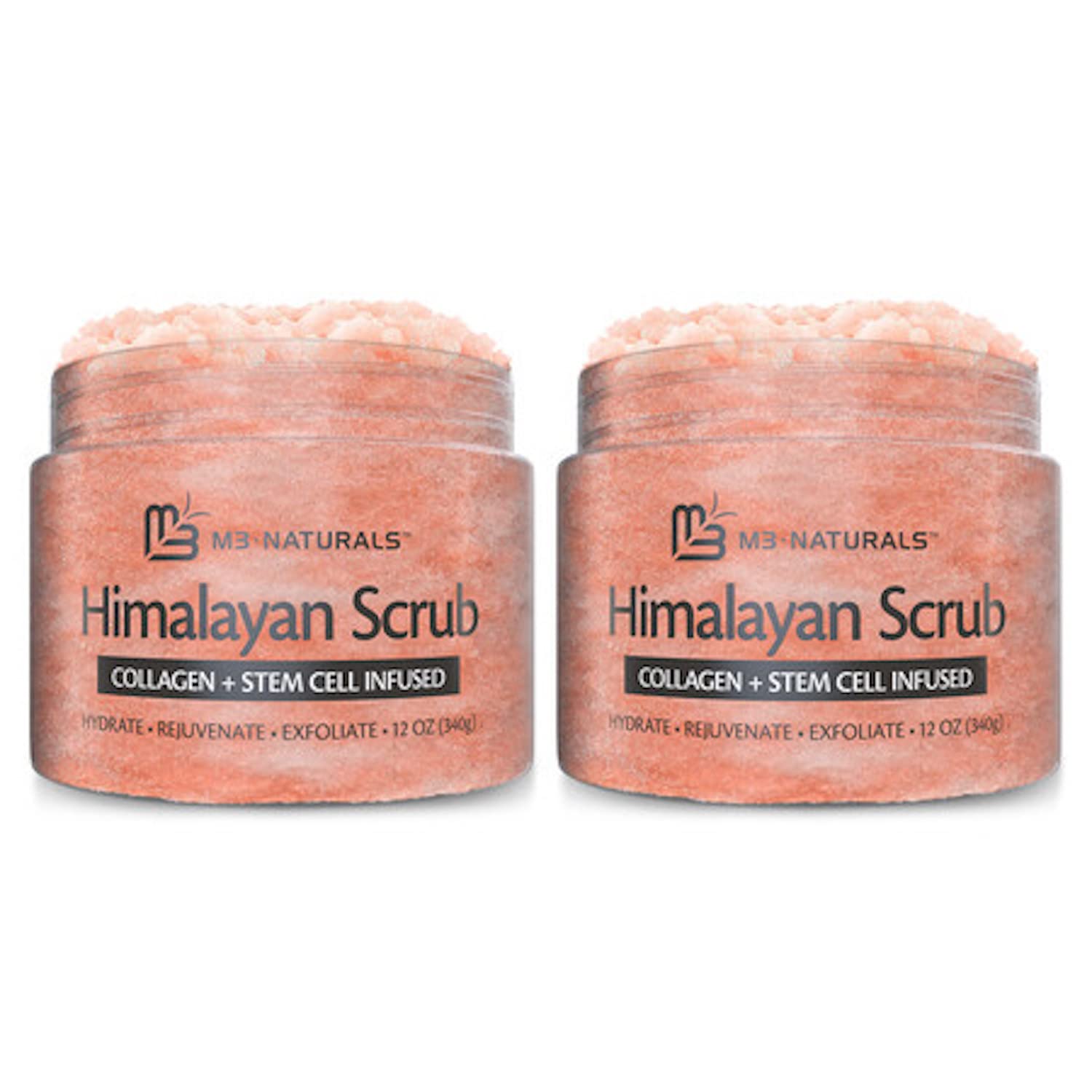 Himalayan Salt Scrub Face Foot & Body Exfoliator Infused with Collagen and Stem Cell Natural Exfoliating Salt Body Scrub for Toning Exfoliation Skin Cellulite Skin Care by M3 Naturals M3 Naturals