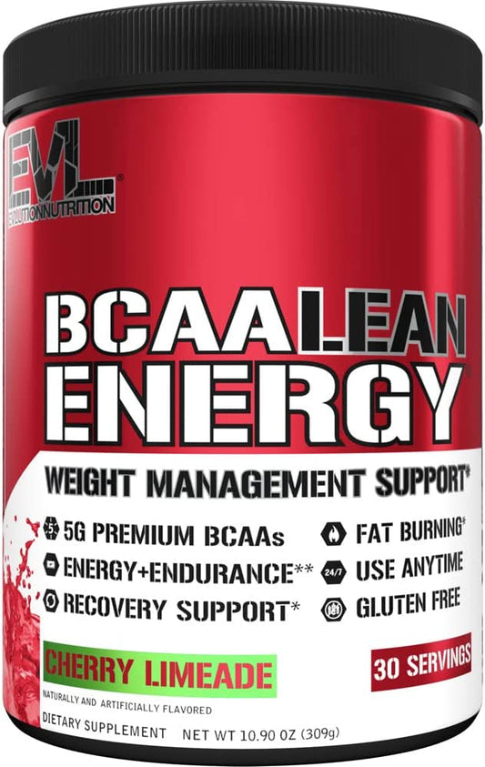 EVL BCAA Lean Energy Powder | Pre Workout Powder Amino Energy Fat Burner Support with BCAAs Amino Acids and Clean Energizers | Cherry Limeade EVLUTION NUTRITION