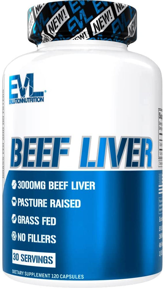 Grass Fed Beef Liver Capsules - Pasture Raised Desiccated 3000mg Grassfed Beef Liver Supplement for Energy Immunity and Liver Support - Iron Rich Beef Organ Supplement for Men and Women (30 Servings) EVLUTION NUTRITION