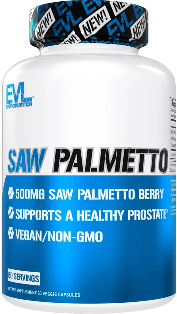 Saw Palmetto for Men 500mg - Saw Palmetto Extract Prostate Supplement for Men for Size Function and Better Bladder Control - DHT Blocker and Thicker Stronger Faster Hair Growth Vitamin for Men EVLUTION NUTRITION