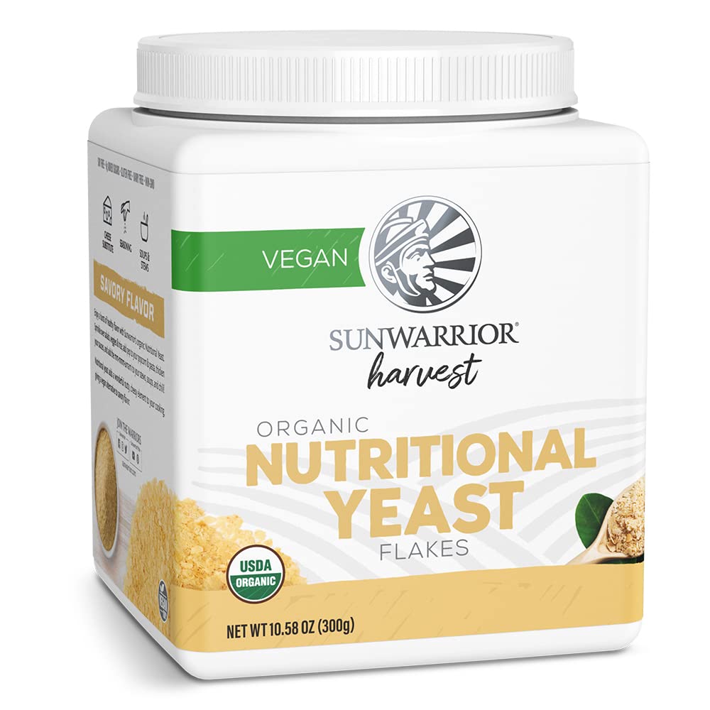 Gluten Free Nutritional Yeast Vegan Pantry Staple Shelf Stable Cheese Alternative Seasoning Protein Powder Additive Dairy Free Soy Free | Sunwarrior Harvest Line Nutrition Yeast 30 Srv 300 Grams Sunwarrior