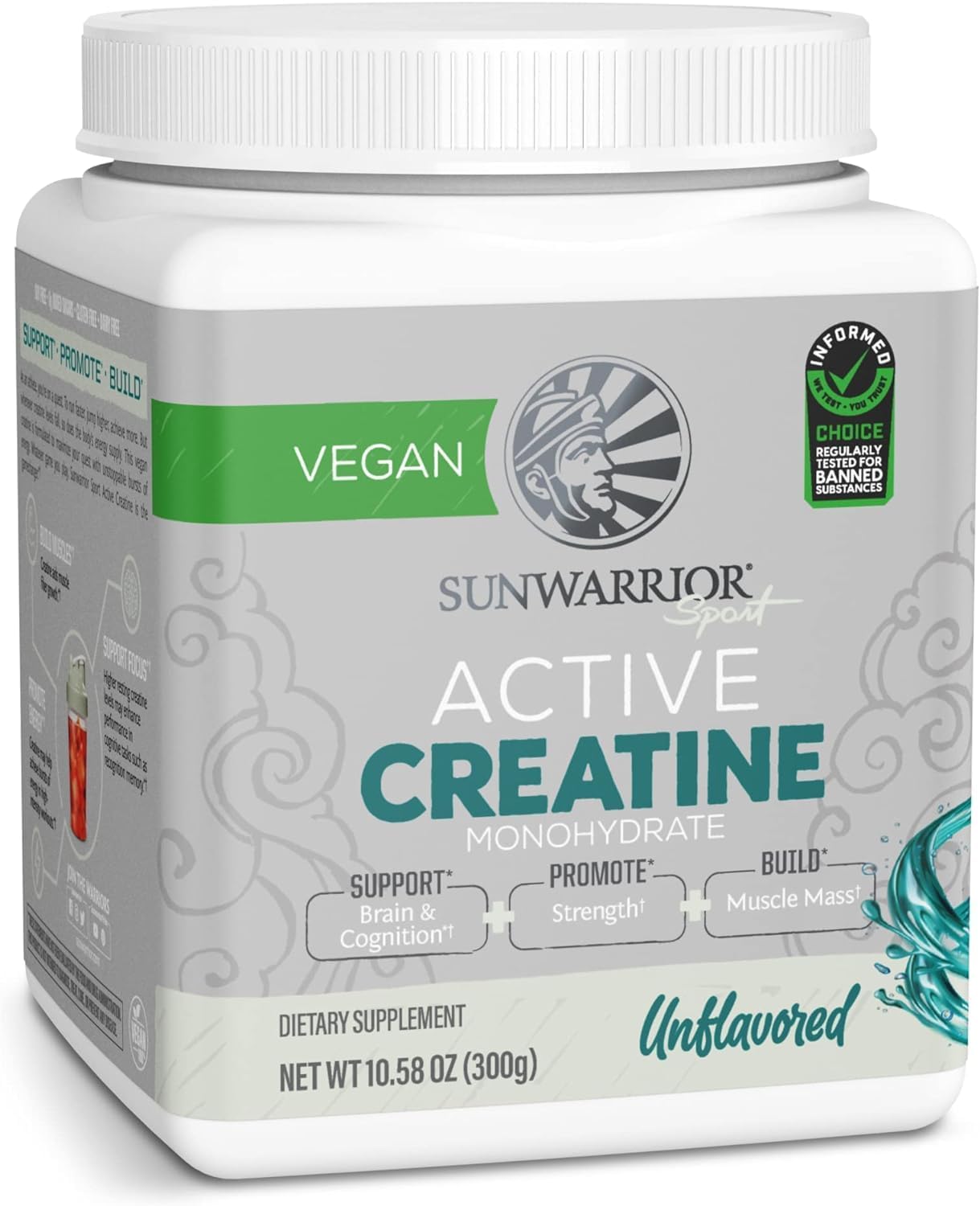 Creatine Monohydrate Powder Micronized PreWorkout Recovery Supplement | Support Muscle Building Strength Training Cognition | Vegan & Keto Friendly Easily Mixes (60 Serving) Unflavored Active Creatine Sunwarrior