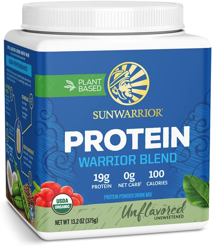 Vegan Protein Powder with BCAA | Organic Hemp Seed Protein Gluten Free Non-GMO Dairy Free Soy Sugar Free Low Carb Plant Based Protein Powder | Unflavored 15 SRV 375 G | Warrior Blend Sunwarrior