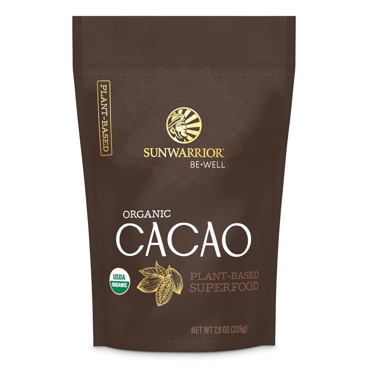 Organic Be Well Cacao Powder 225g Pouch (45 srv) Sunwarrior