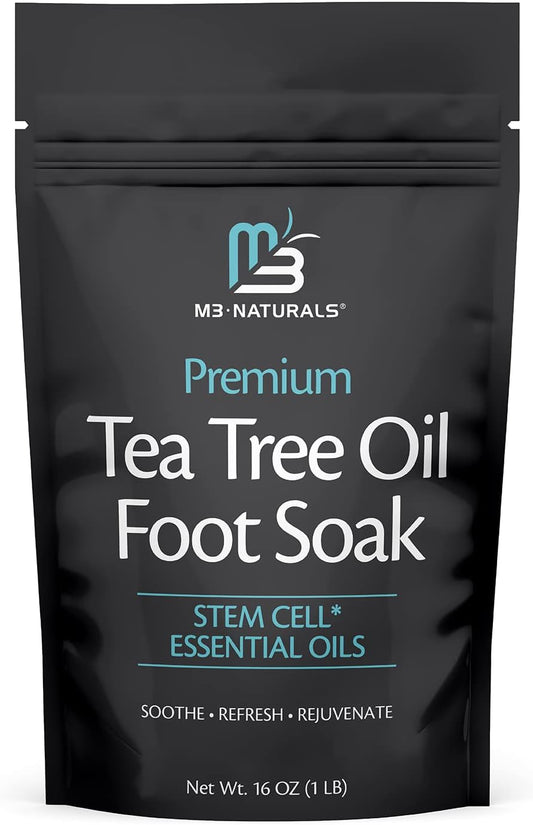 Tea Tree Oil Epsom Salt Pedicure Foot Soak with Coconut Oil & Stem Cell Foot Care Foot Bath Soak Athletes Foot Treatment Toenail Care & Foot Odor Foot Soaker Foot Spa Soak by M3 Naturals M3 Naturals