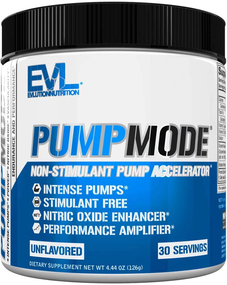 EVL PumpMode Nitric Oxide Supplement - Nitric Oxide Booster Pump Pre Workout Powder with Glycerol and Betaine for Muscle Recovery Growth and Endurance - Stim Free Pre Workout Drink (Unflavored) EVLUTION NUTRITION