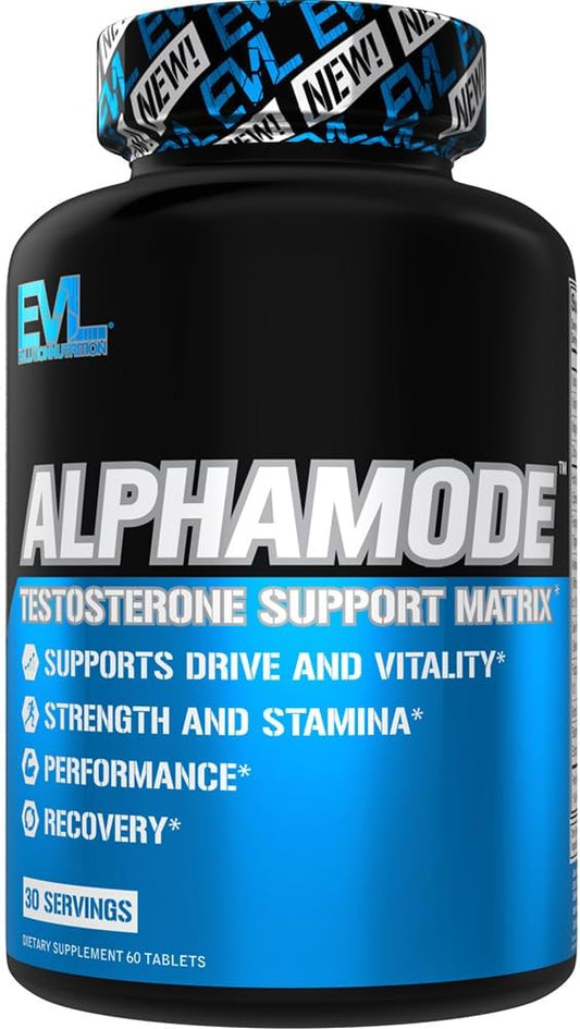 Evlution Nutrition Alphamode - Support Matrix for Men - Performance + Recovery Supplement Strength + Stamina Support - Vitamin D3 & B6, Ashwagandha Root & Horny Goat Weed Extract - 30 Servings EVLUTION NUTRITION