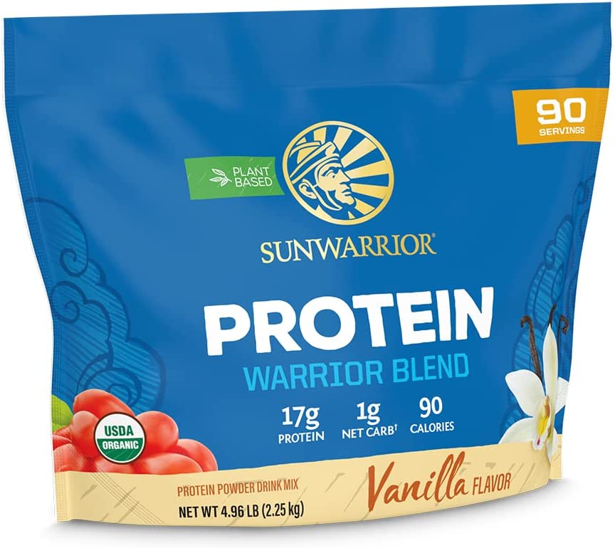 Sunwarrior Vegan Protein Powder with BCAA | Organic Hemp Seed Protein Gluten Free Non-GMO Dairy Free Soy Sugar Free Low Carb Plant Based Protein Powder | Vanilla 90SRV 4.96LBS Warrior Blend Sunwarrior