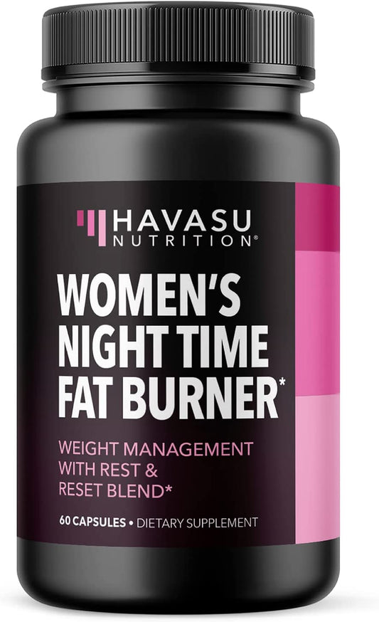 Night Time Fat Burner Capsules for Women | Metabolism Boost + Sleep Support, 60 Count Havasu Nutrition