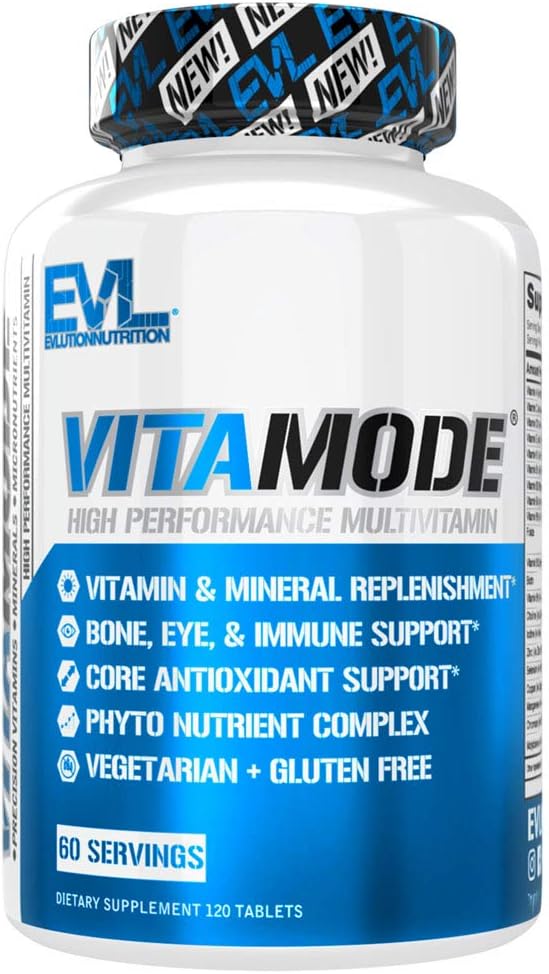 EVL Advanced Daily Multivitamin for Men - Men's Multivitamin with Essential Minerals Phytonutrient Complex and VitaMode Active Mens Vitamins for Energy with Lycopene for Muscle Bone and Immune Support EVLUTION NUTRITION