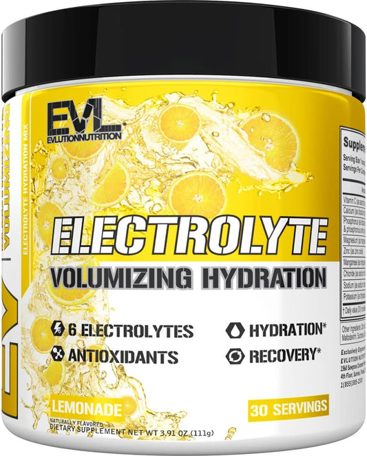 Ultimate Electrolytes Powder Hydration Drink - Quick Replenishing Hydration Powder Electrolyte Drink Mix with 6 Key Electrolytes and Antioxidants - Vegan Gluten Free Keto Friendly Blend (Lemonade) EVLUTION NUTRITION