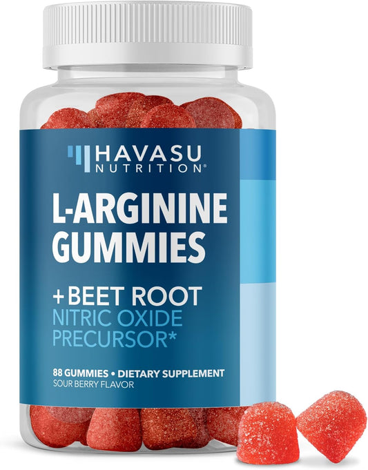 L Arginine Gummies Nitric Oxide Supplement - Male Health Supplement Formulated with L-Arginine and L Citrulline and Beet Root - Endurance and Performance - Sour-Berry Flavored, Vegan - 88 NO Gummies Havasu Nutrition