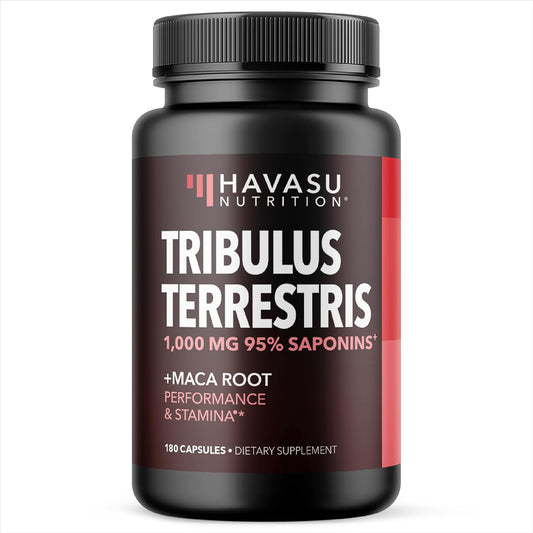 Tribulus Terrestris for Men (95% Saponins) with Maca Root - 1,000 mg Tribulus Terrestris Extract and Maca Root Capsules for Men - Male Performance Support - 180 Tribulus Extract and Maca Capsules Havasu Nutrition