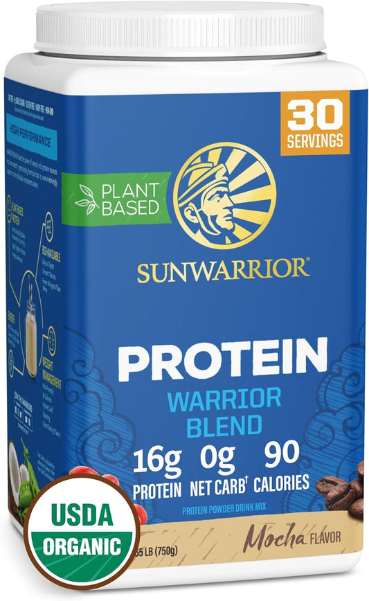 Vegan Protein Powder with BCAA | Organic Hemp Seed Protein Gluten Free Non-GMO Dairy Free Soy Sugar Free Low Carb Plant Based Protein Powder | Mocha 30 SRV 750 G | Warrior Blend by Sunwarrior Sunwarrior