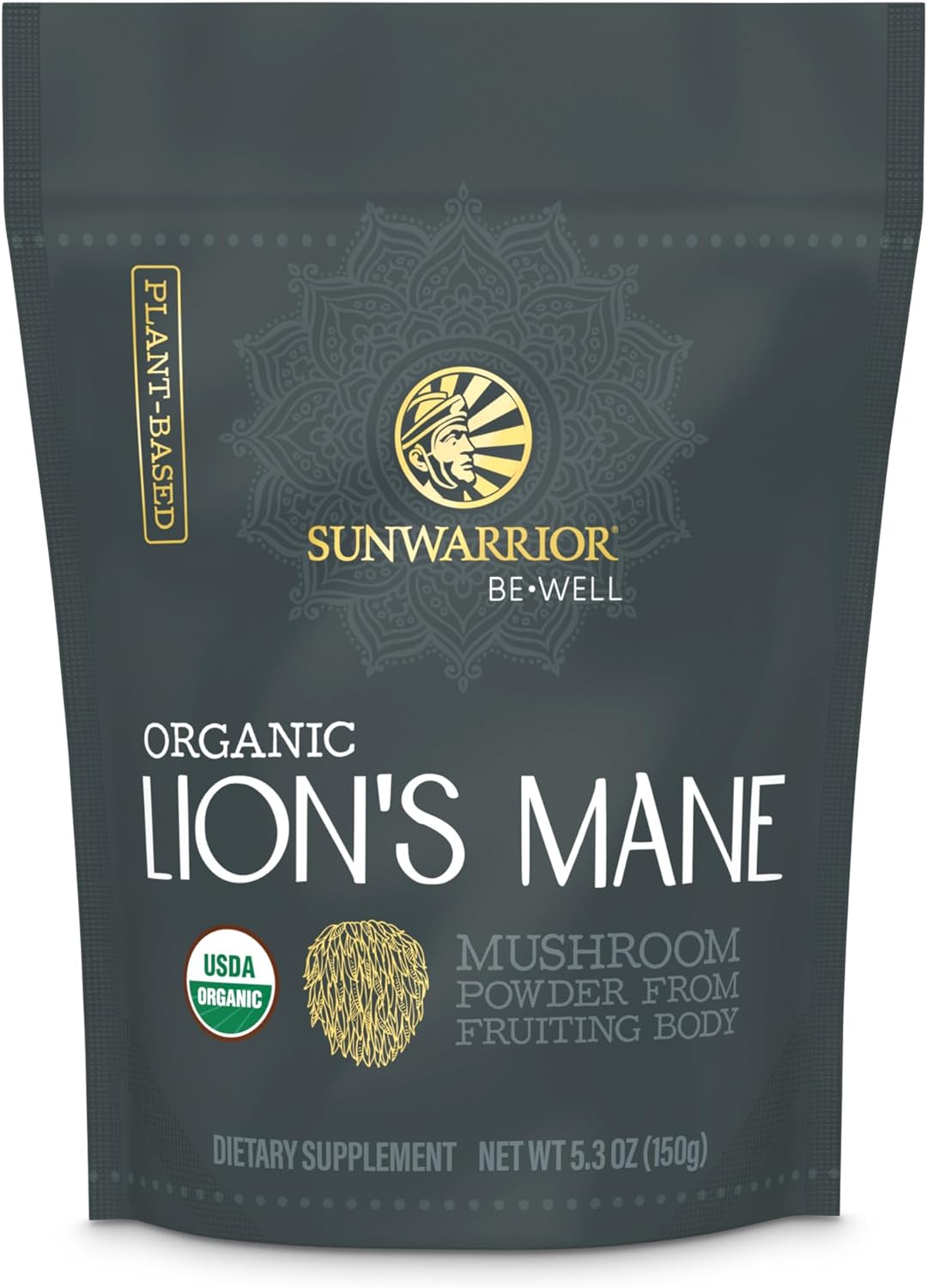 Sunwarrior Organic Be Well Lion's Mane Mushroom Powder 150g Pouch (60 SRV) Sunwarrior