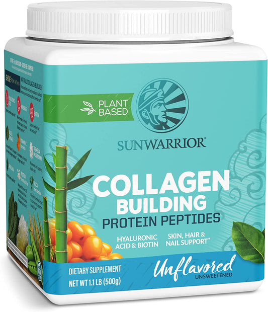 Vegan Collagen Building Powder Protein Peptide with Biotin Vitamin C Hyaluronic Acid Collagen Protein Powder for Hair Skin Nail Dairy Free Gluten Free | Unflavored Collagen Powder by Sunwarrior Sunwarrior