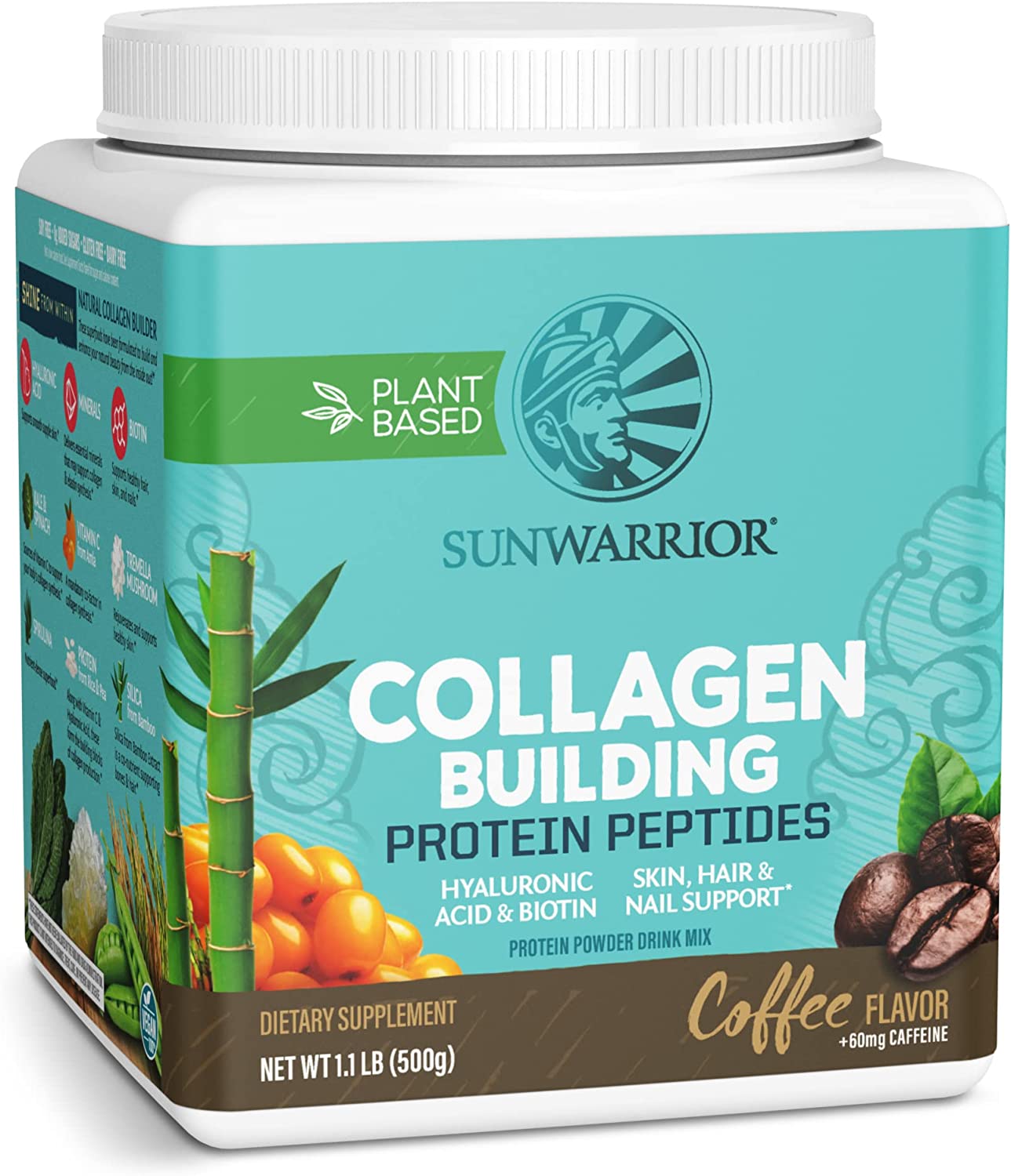 Sunwarrior Collagen Peptides Powder with Biotin & Hyaluronic Acid | Coffee | 20 Servings (Pack of 1) Sunwarrior