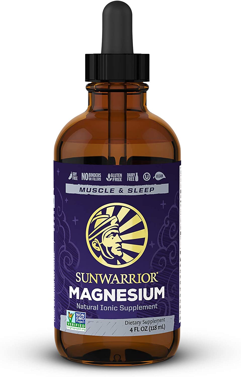 Sunwarrior Magnesium Natural Ionic Liquid Supplement Drink Additive Features Trace Minerals to Support Brain Heart & Muscle (4 FL Oz) Sunwarrior