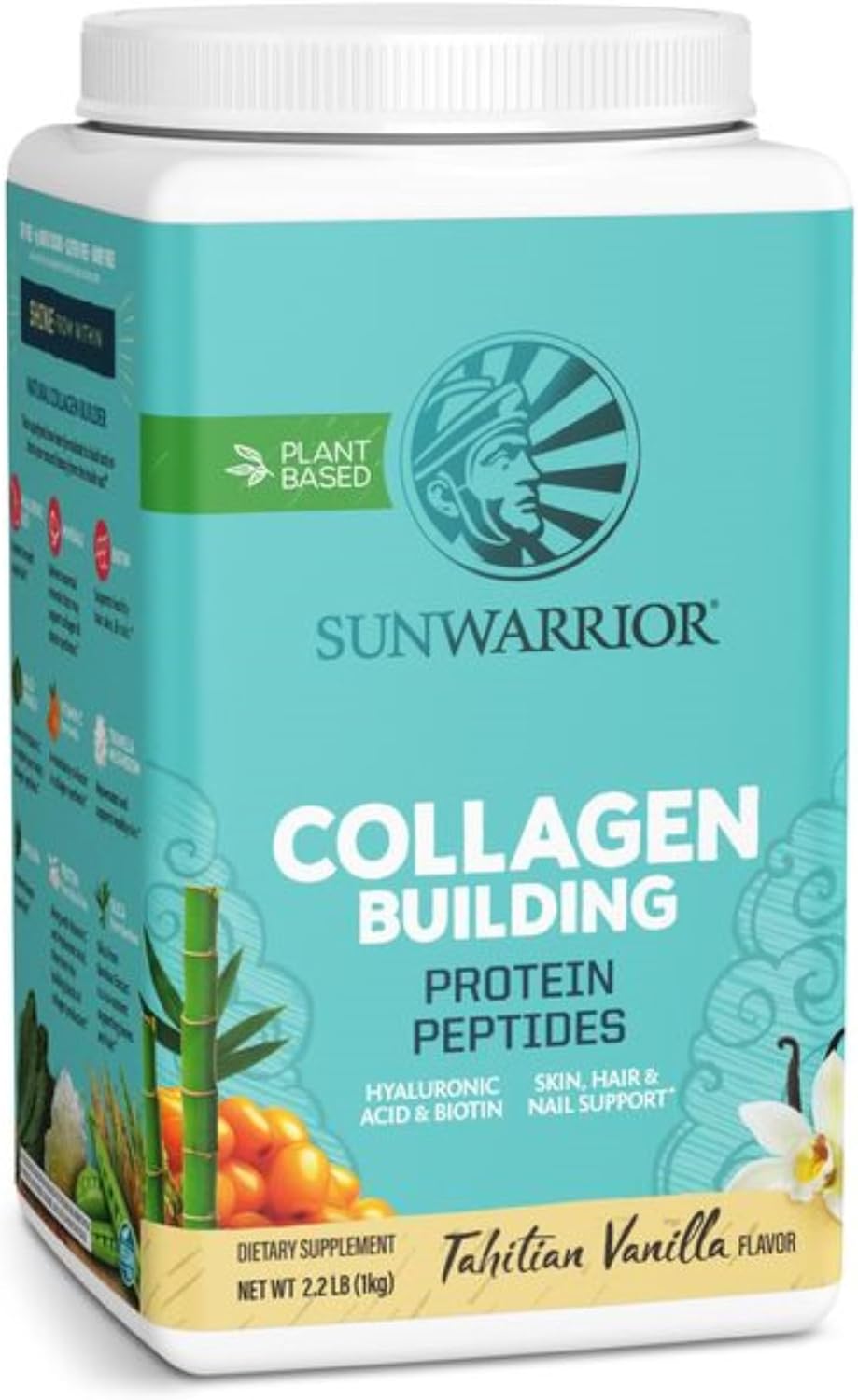 Sunwarrior Collagen Peptides Building Powder | Vegan Collagen for Women Plant-Based Protein Powder | Hyaluronic Acid, Biotin, Silica, Vitamin C for Hair Skin & Nails | 40 Servings, Vanilla Flavored Sunwarrior