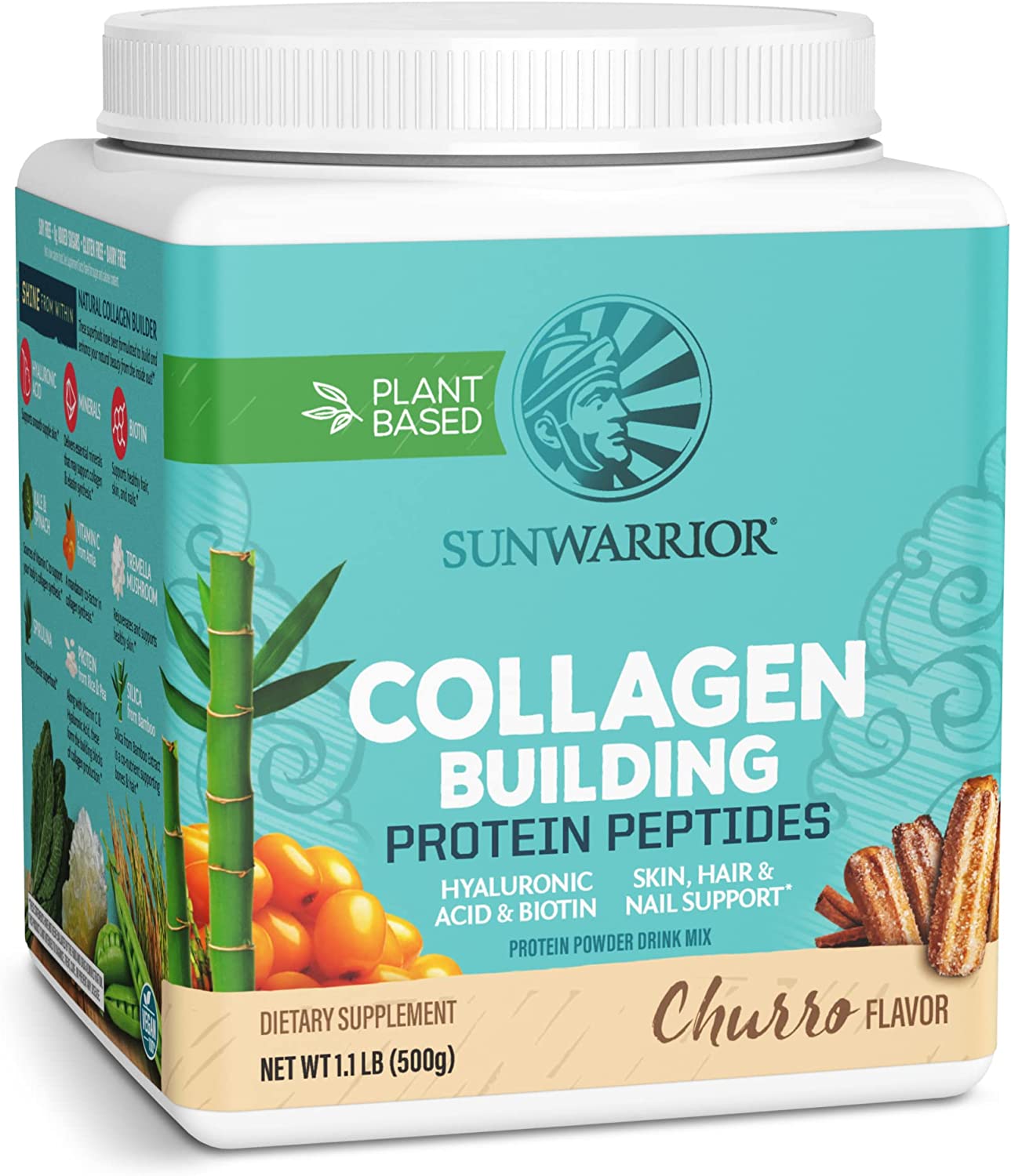 Sunwarrior Collagen Peptides Powder with Biotin & Hyaluronic Acid | Churro | 20 Servings (Pack of 1) Sunwarrior