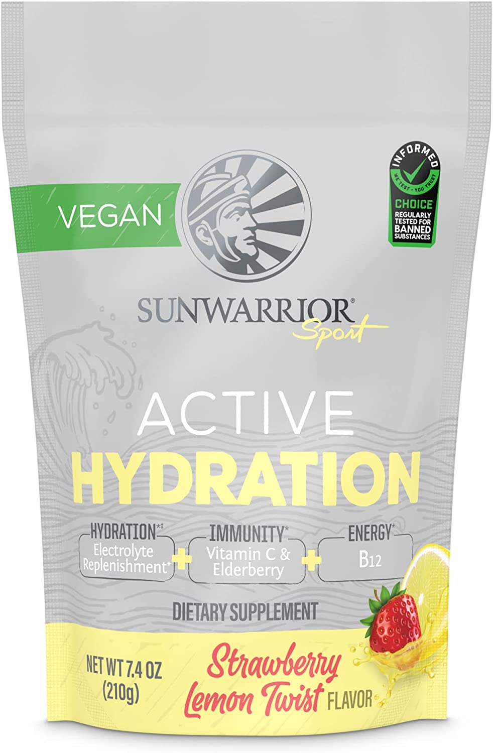 Sunwarrior Electrolytes Powder Vitamin B12 Real Salt Coconut Water Sports Nutrition Keto Friendly Water Enhancer Hydration Packet | Plant Based Active Hydration Powder Strawberry Lemon Twist 30 SRV Sunwarrior