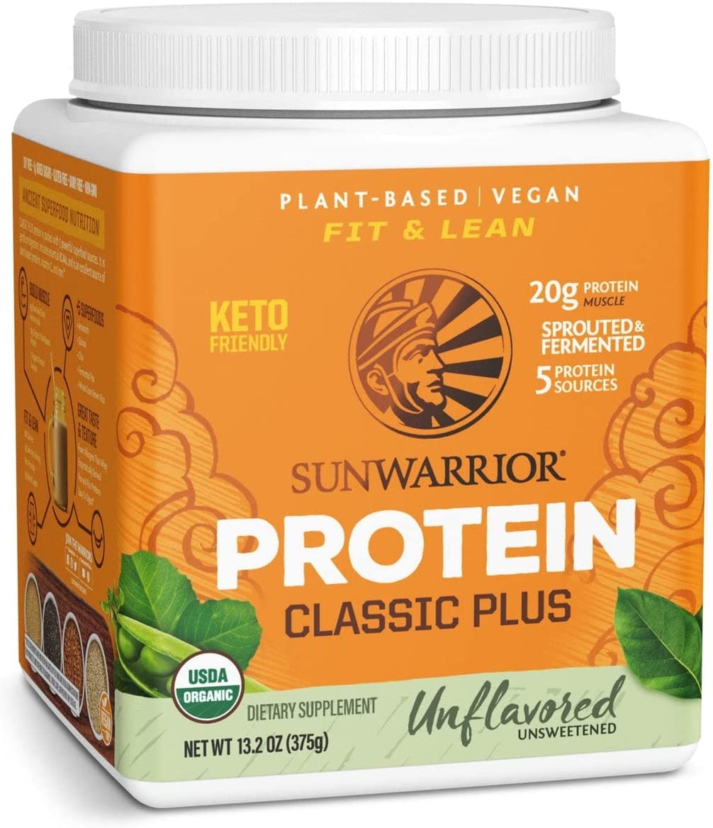 Sunwarrior Plant Based Protein Powder with BCAAs | Classic Plus | Unflavored Sunwarrior