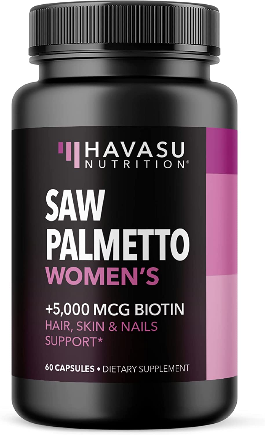 Saw Palmetto + Biotin Capsules for Women for Hair, Skin, and Nail Support, 60 Capsules Havasu Nutrition