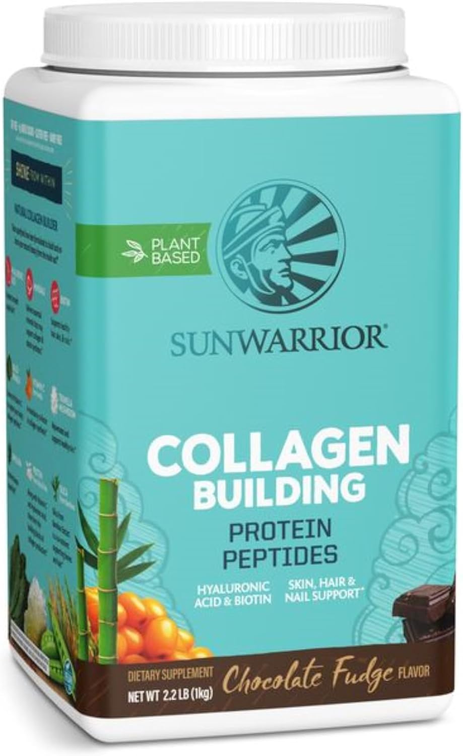 Sunwarrior Vegan Collagen Protein Powder Plant-Based | Hyaluronic Acid Minerals Biotin Soy Free Dairy Free Gluten Free Non-GMO | Chocolate 40 Servings | Collagen Building Peptides Sunwarrior